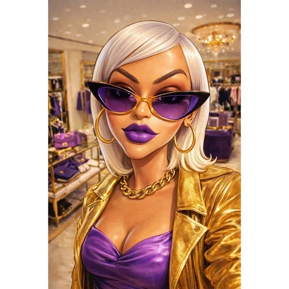 Sunglasses‎ Women Black & Gold Cat Eye Shades - Picture 7 of 8